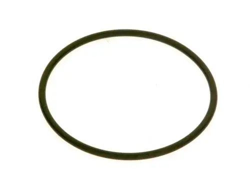 Schwarzer O-Ring von Bosch auf weißem Hintergrund, mit runder Form und gleichmäßiger Dicke.